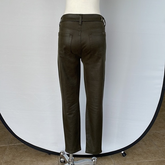 7 For All Mankind Faux Leather Pants Olive Sz 29 - Picture 7 of 15
